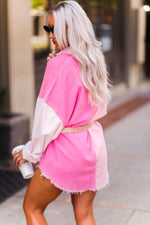 Pink and Cream Color Block Corduroy Button Down - Shop Kendry Collection Boutique