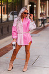 Pink and Cream Color Block Corduroy Button Down - Shop Kendry Collection Boutique