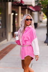 Pink and Cream Color Block Corduroy Button Down - Shop Kendry Collection Boutique