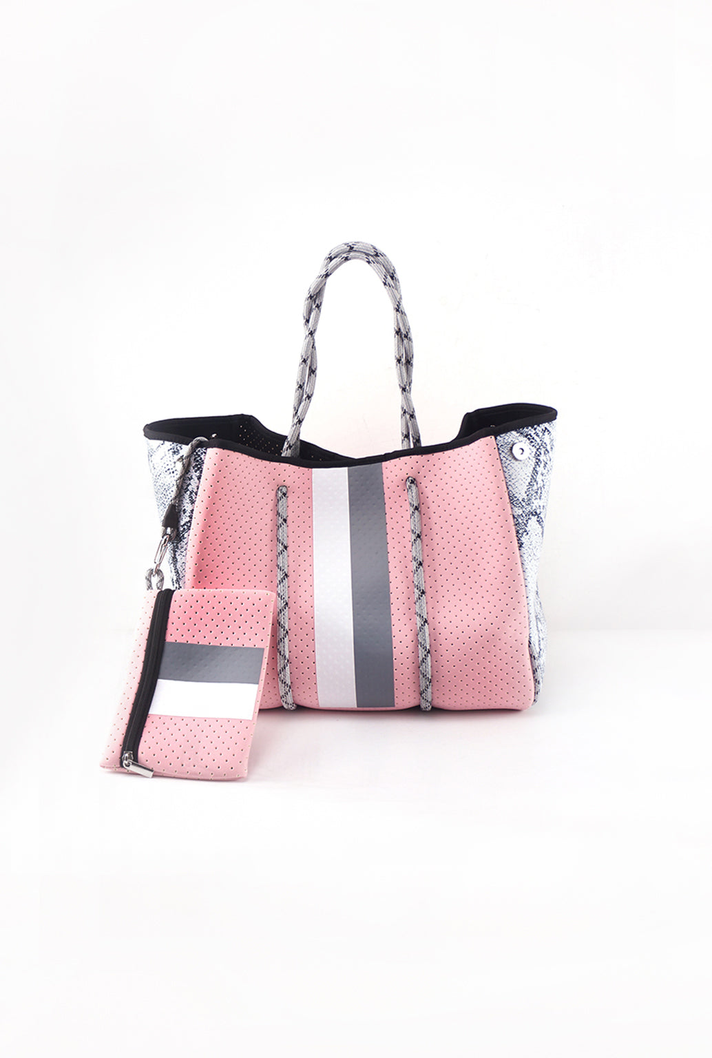 Pink And Grey Python Neoprene Tote Bag - Shop Kendry Collection Boutique