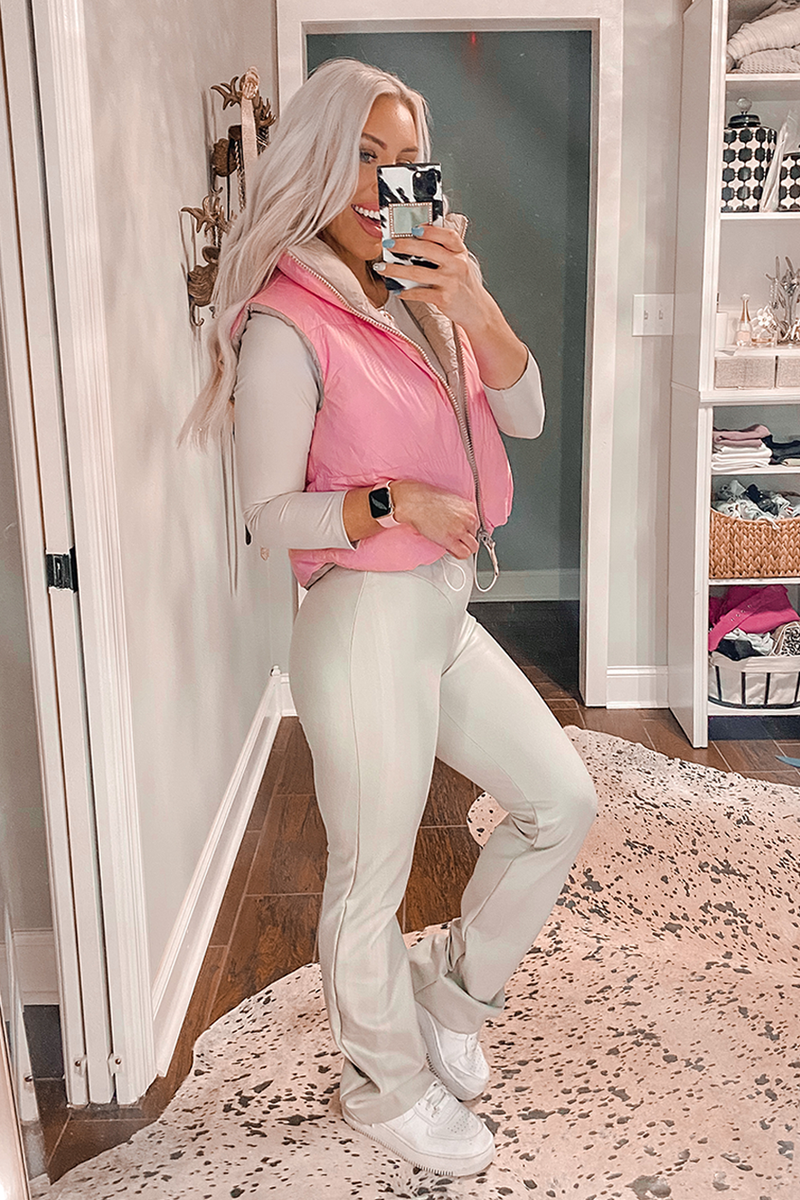 Pink and Tan Reversible Puffer Vest - Shop Kendry Collection Boutique