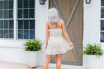 Pom Pom Textured Mini Ruffle Hem Dress - Beige Tan