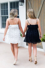 Pom Pom Textured Mini Ruffle Hem Dress - White - Shop Kendry Collection Boutique