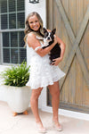 Pom Pom Textured Mini Ruffle Hem Dress - White - Shop Kendry Collection Boutique