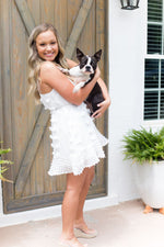 Pom Pom Textured Mini Ruffle Hem Dress - White - Shop Kendry Collection Boutique