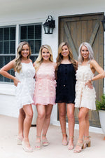 Pom Pom Textured Mini Ruffle Hem Dress - White - Shop Kendry Collection Boutique