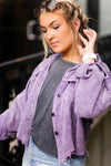 Purple Corduroy Distressed Hem Jacket - Shop Kendry Collection Boutique