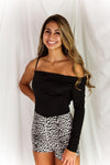 Black Cowl Neck One Shoulder Bodysuit
