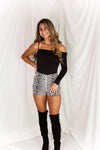 Black Cowl Neck One Shoulder Bodysuit