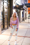 Purple Mesh Dot Long Sleeve Crop Top - Shop Kendry Collection Boutique