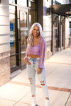 Purple Mesh Dot Long Sleeve Crop Top - Shop Kendry Collection Boutique