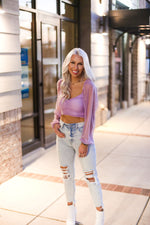 Purple Mesh Dot Long Sleeve Crop Top - Shop Kendry Collection Boutique