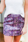 Purple Snakeskin Round Hem Mini Skirt - Kendry Collection Boutique