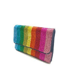 Rainbow Stripe Beaded Crossbody Purse - Kendry Collection Boutique