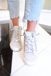 Ray Pink Stripe Glitter High Top Sneaker - Hidden Wedge - Vintage Havana - Kendry Collection Boutique