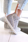 Ray Pink Stripe Glitter High Top Sneaker - Hidden Wedge - Vintage Havana - Kendry Collection Boutique