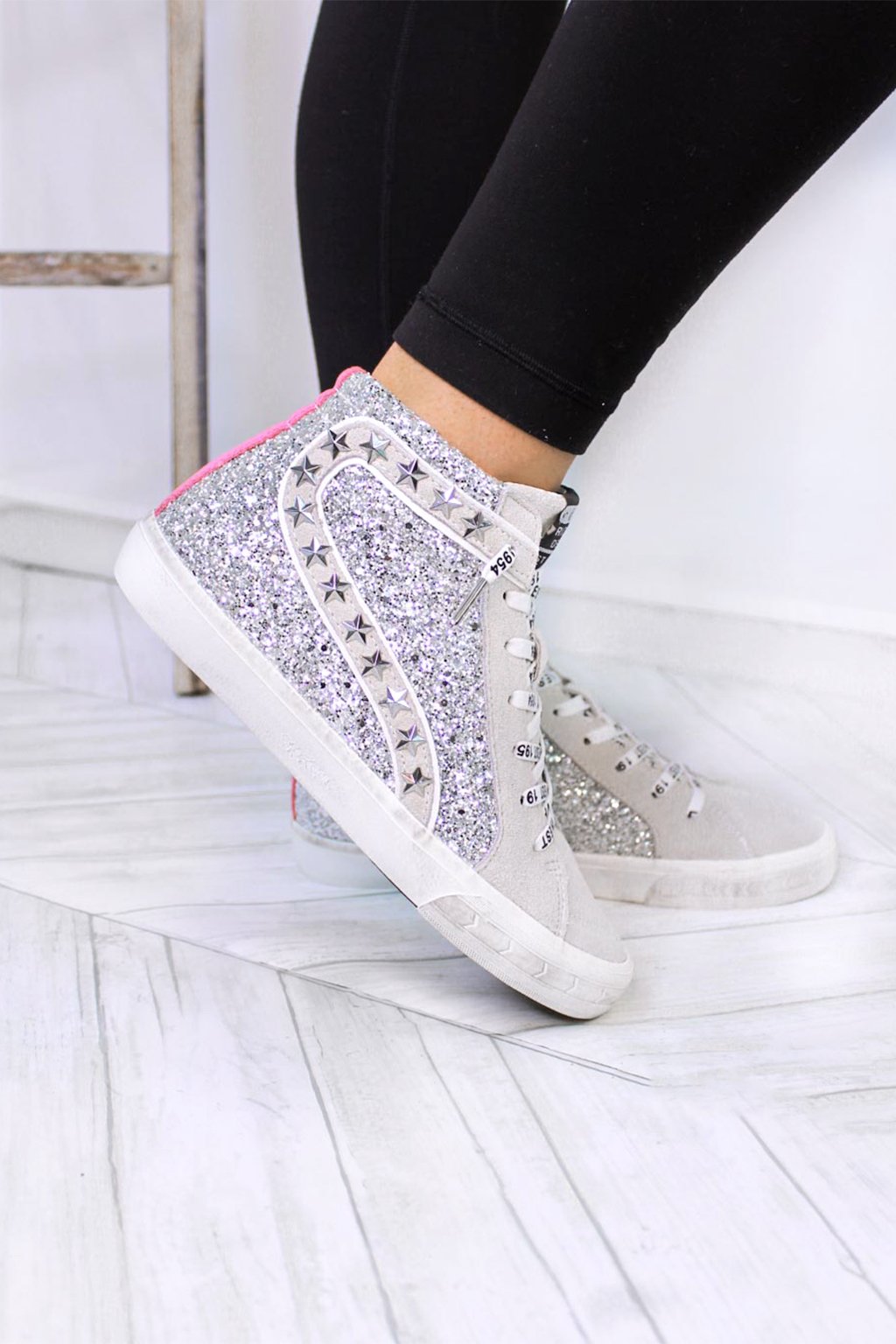 Vintage Havana Ray Pink Stripe Glitter High Top Sneaker - Shop Kendry Collection Boutique