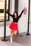 Red Faux Leather Ruffle Mini Skort - Shop Kendry Collection Boutique