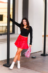 Red Faux Leather Ruffle Mini Skort - Shop Kendry Collection Boutique