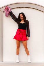 Red Faux Leather Ruffle Mini Skort - Shop Kendry Collection Boutique