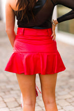 Red Faux Leather Ruffle Mini Skort - Shop Kendry Collection Boutique