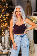 Red Glitter Bandeau Tube Top - Kendry Collection Boutique