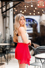 Red High Waisted Mini Skort - Shop Kendry Collection Boutique