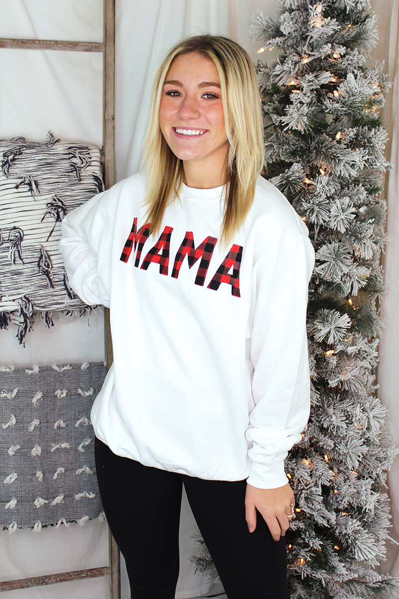 Red Plaid MAMA Holiday Sweatshirt - Shop Kendry Collection Boutique