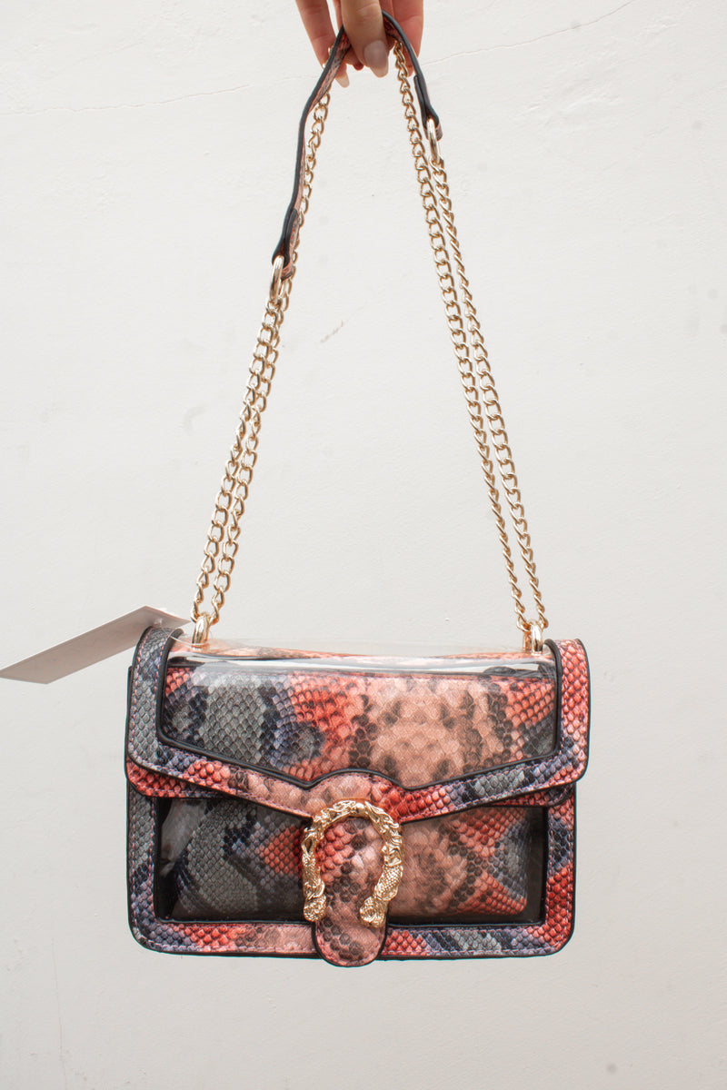 Red Python Print Clear Crossbody Bag - Kendry Collection Boutique