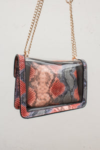 Red Python Print Clear Crossbody Bag - Kendry Collection Boutique