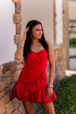 Red Strapless Ruffle Hem Mini Dress - Shop Kendry Collection Boutique