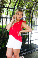 Red Textured Ruffle Sleeve Tank Top -  Shop Kendry Collection Boutique