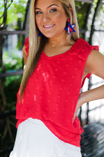 Red Textured Ruffle Sleeve Tank Top -  Shop Kendry Collection Boutique