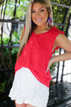Red Textured Ruffle Sleeve Tank Top -  Shop Kendry Collection Boutique