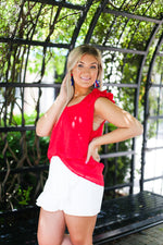 Red Textured Ruffle Sleeve Tank Top -  Shop Kendry Collection Boutique