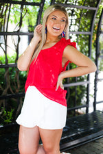 Red Textured Ruffle Sleeve Tank Top -  Shop Kendry Collection Boutique
