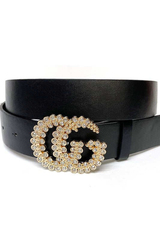 Rhinestone Faux Leather Belt
