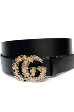 Rhinestone Faux Leather Belt