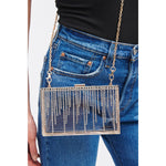 Rhinestone Fringe Clear Crossbody Bag
