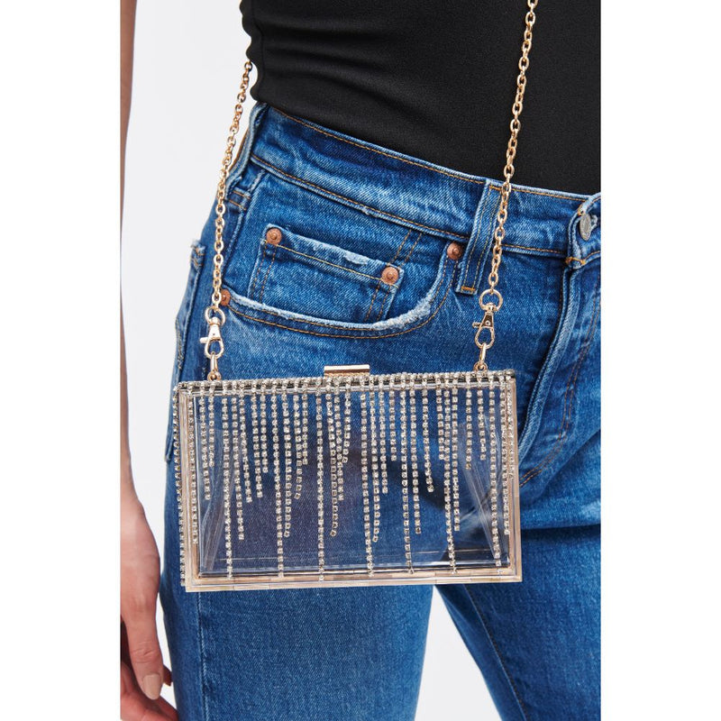 Rhinestone Fringe Clear Crossbody Bag