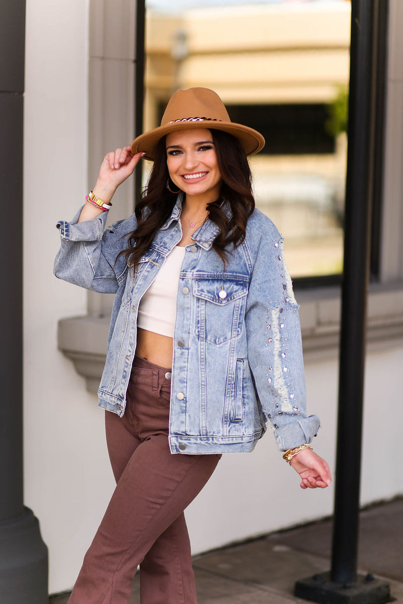 Rhinestone Fringe Denim Jacket - Shop Kendry Collection Boutique