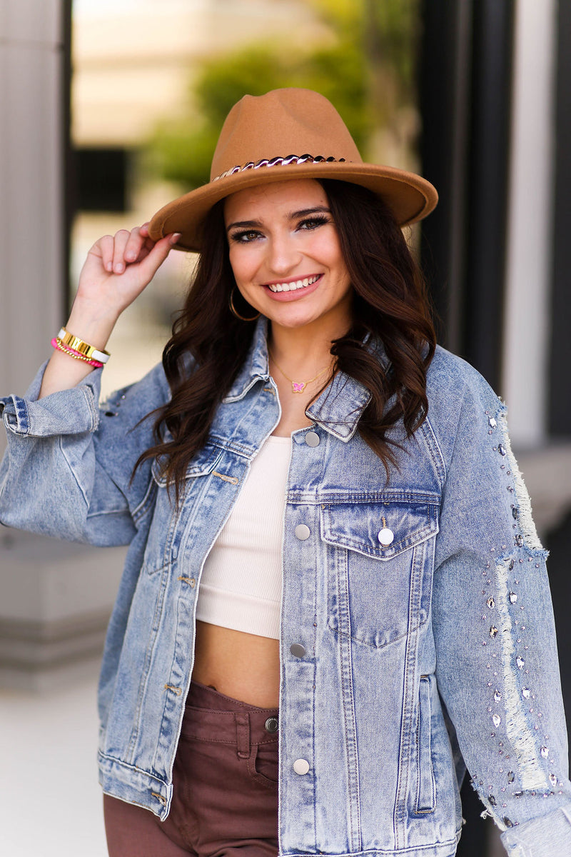Rhinestone Fringe Denim Jacket - Shop Kendry Collection Boutique