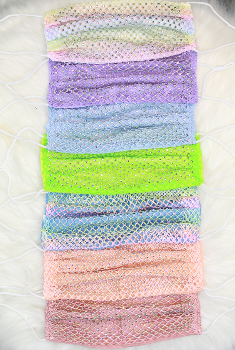 Rhinestone Mesh Face Mask  - Shop Cute Face Masks Now At Kendry Collection Boutique