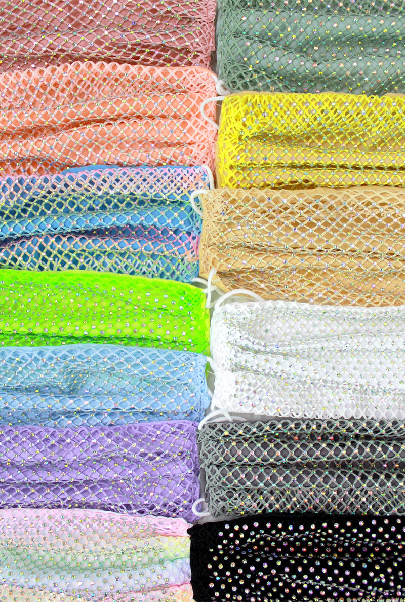 Rhinestone Mesh Face Mask  - Shop Cute Face Masks Now At Kendry Collection Boutique