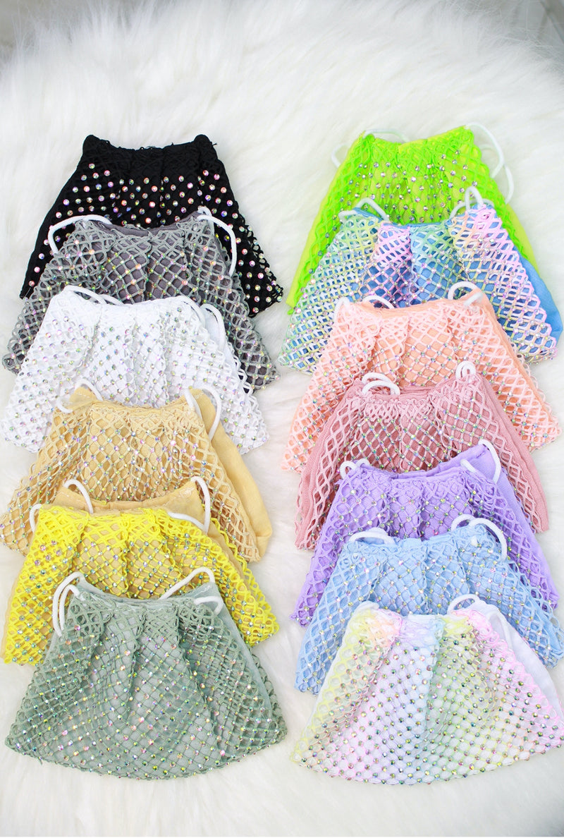 Rhinestone Mesh Face Mask  - Shop Cute Face Masks Now At Kendry Collection Boutique