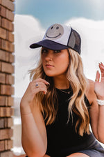 Rhinestone Smiley Face Trucker Hat- Shop Kendry Collection Boutique