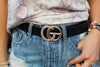 Black Rhinestone Studded Belt, Faux Leather Belt, Gold Buckle - Shop Cute Accessories Online Now at Kendry Collection Boutique
