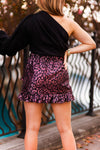 Rose Gold Leopard Asymmetrical Ruffle Mini Skort - Shop Kendry Collection 