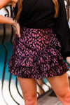 Rose Gold Leopard Asymmetrical Ruffle Mini Skort - Shop Kendry Collection 