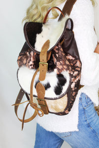 Rose Gold Metallic Cowhide Back Pack - Shop Kendry Collection Boutique